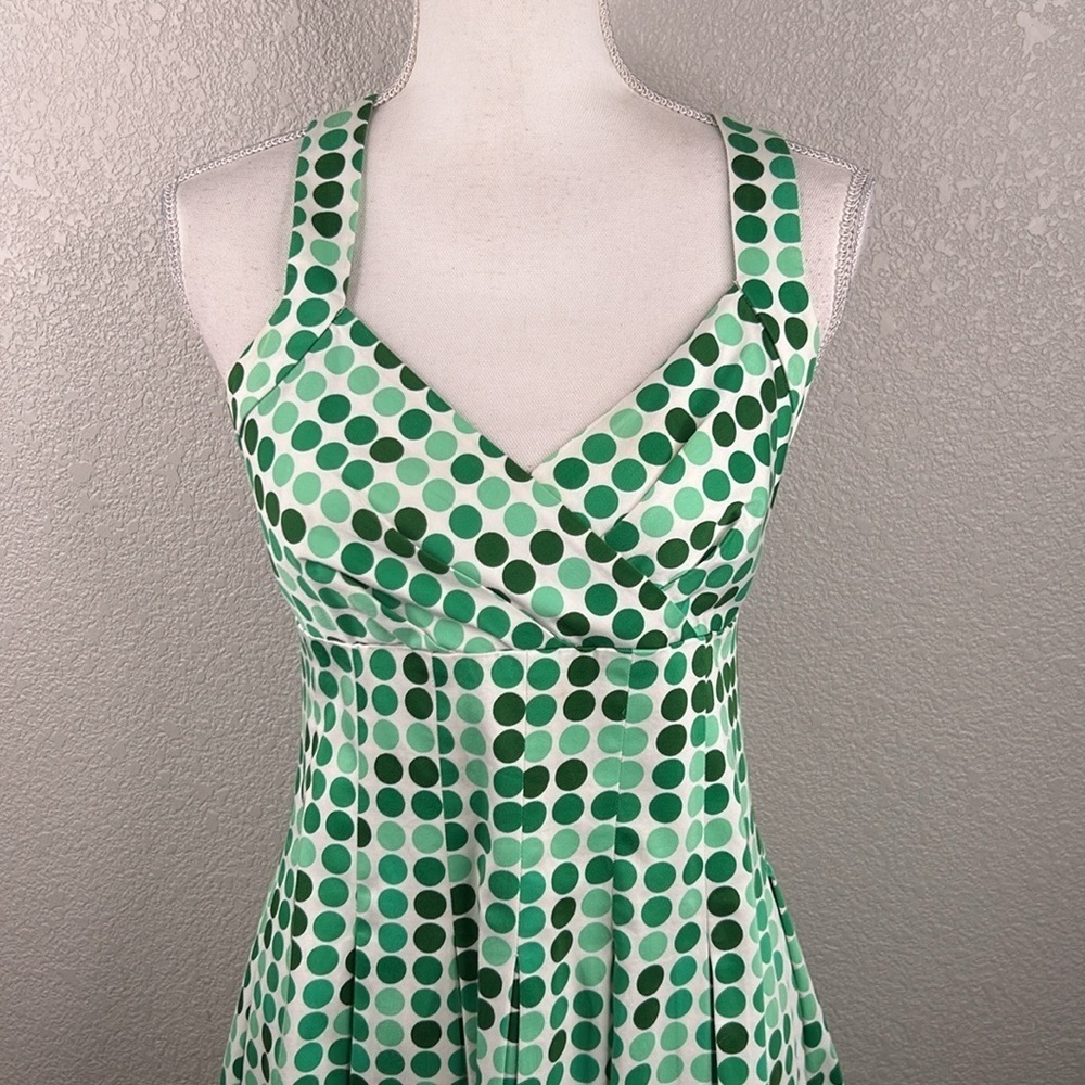 Calvin Klein Green Large Polka Dot Classic Fit & Flare Summer Dress Size 4 - Picture 2 of 7